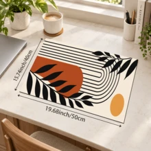 1pc Modern Abstract Plant Pattern Dish Drying Mat, Rectangular Kitchen Absorbent Mat, Featuring Beige, Black, Caramel Orange And Mustard Yellow Color Palette With Fluid Stripes, Geometric Color Blocks And Black Branch Elements, Minimalist Modern Style, Suitable For Kitchen Countertop, Sink Area And Dining Table, Combining Practicality And Decorative Appeal - Multicolor - View 12