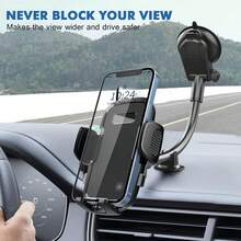 Adjustable Suction Cup Flexible Long Arm Universal Car Phone Holder Automobile Phone Cradles Compatible With IPhone Android Phones Car Accessories For Family And Friends Birthday Gift Valentine's Day Gift - Black - View 4