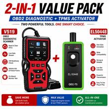 2PCS Kit V519 OBD2 Scanner & EL-50448 TPMS Activation Tool, Automotive Diagnostic Kit With Engine Code Reader, Live Data, Battery Voltage Test & Tire Pressure Sensor Relearn - A - View 1