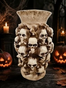 Halloween Pumpkin Face Pen Holder, Jack-O'-Lantern Desktop Storage Cup, Cute Desk Makeup Brush Organizer - Diamond Skull - View 8