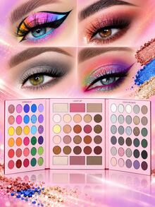 UCANBE Pretty All Set Eyeshadow Palette Pro 86 Warna Perlengkapan Makeup Liburan, Matte Shimmer Glitter Eye Shadows Highlighter Blush Contour Palet Makeup All-In-One Set Hadiah Natal dan Valentine - MultiWarna - View 1