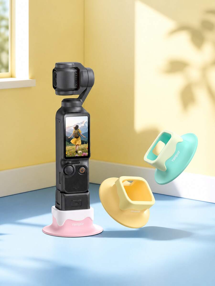 Cute Silicone Base For Pocket 4/4P/3 - A Soft, Stable, And Non-Slip Stand That Is Compact, Convenient, And Ready To Use; Designed Not To Block The Charging Port, It Is An Essential Accessory For Your Handheld Gimbal Camera. - View 1