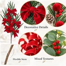 Christmas Flower Picks 3PCS A B C D E F Mixed Branches For Holiday Decoration - Multicolor - View 5