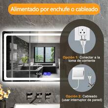 50x70 Cm LED Bathroom Mirror With Digital Clock And Anti-Fog - US A Type Plug(110-127V) - View 8