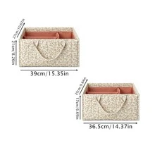Vintage Floral Fabric Handheld Storage Basket With Multi-Compartment Design For Clothes And Sundries - Multicolor - View 2