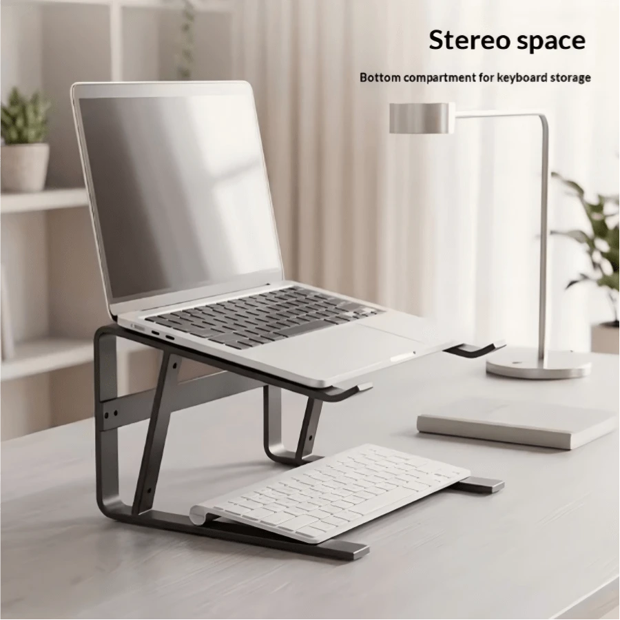 Desktop Laptop Stand, Ergonomic Laptop Riser, Metal Material Computer Stand, Suitable For 10-18 Inch Detachable Portable Laptop Cooling Stand, Suitable For Home Or Office Workspace, Minimalist Design - View 1