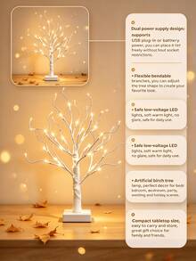 1pc/2pcs 60CM White Birch Tree Lamp LED Desktop Tree Light USB & Battery Powered Home Christmas Wedding Party Decoration - Warm White - View 4