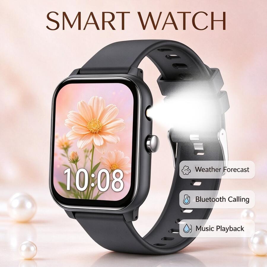 ZhiKexing Smart Sports Watch With Outdoor Sports LED Light Flashlight, 260mAh Large Capacity Battery, 1.83-Inch HD Display, Wireless Calling, Music Playback, Message Notification, Multiple Sports Modes And Other Functions, Compatible With Android And IOS Systems, - View 1