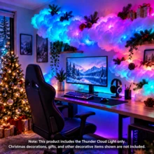 BINDLAN 3D Thunder Cloud Lamp, RGB Color Changing, Music Sync, Wall And Ceiling Mount For Gaming Room, Aesthetic Room, Bedroom, Halloween Party And Christmas Party, Ambient Cloud Light, Led Strip, Holiday Decor, Dynamic Lighting, Indoor Led Lighting - Multicolor - View 6