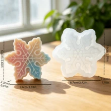 樹脂矽膠模具 雪花造型蠟燭矽膠模 聖誕雪花紋理元素設計 多用途澆鑄模 適用香氛蠟燭、手工皂、環氧樹脂石膏 易脫模 DIY 手作模具 - 雪花模具 - 查看 4