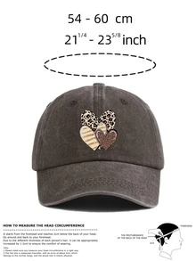 Vintage All-Season Casual Washed Distressed Soft Top Baseball Cap For Women, Leopard Print Striped Heart Print Curved Brim Baseball Cap, Outdoor Adjustable - A - View 2