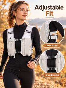 Modern Sports Polyester Running Vest Pack, Unisex, Lightweight Breathable Mesh Backpack With Adjustable Chest Buckle, Front Zipper Pocket And Rear Storage Compartment, Hands-Free Phone Holder, Suitable For Trail Running, Hiking, Cycling, Autumn/Winter - Multicolor - View 8