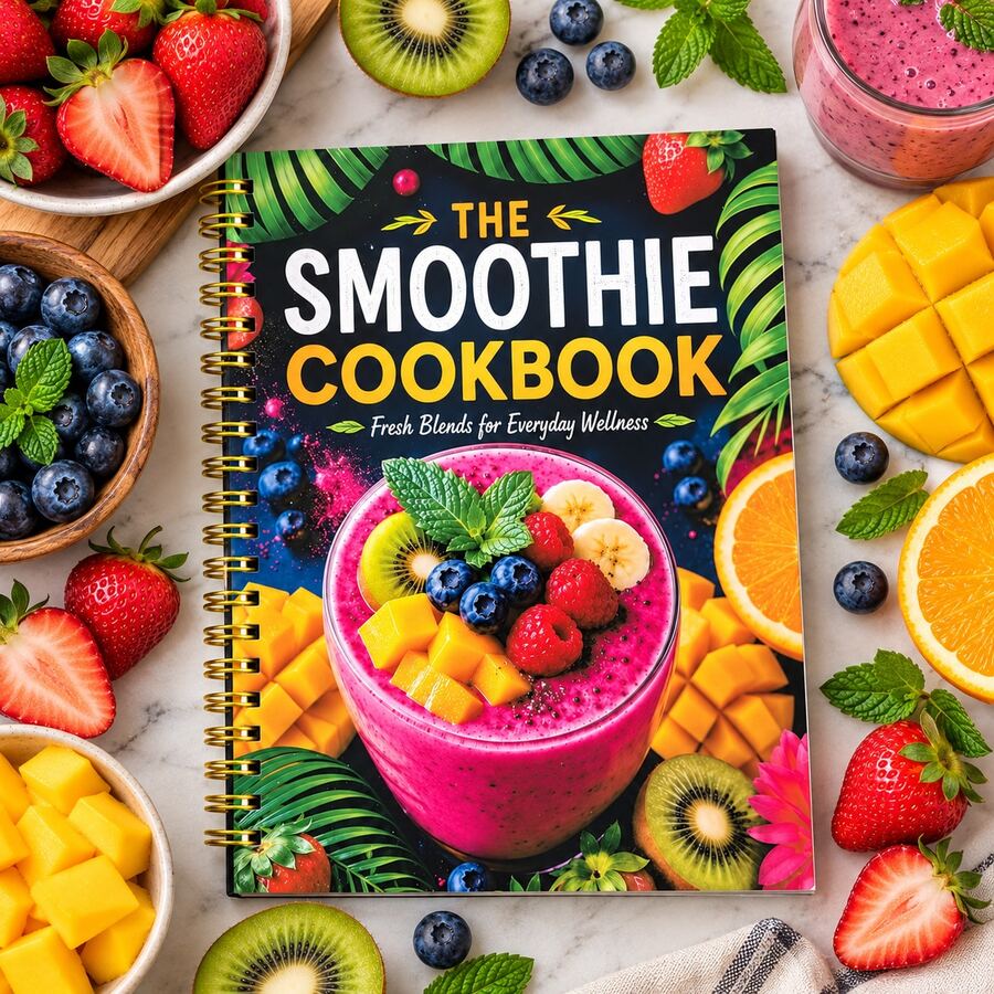 Fruit Smoothie Recipe Book Creative Fruit Milkshake Making Tutorial Spiral Bound English Recipe Book DIY Smoothie Drink Making Guide Strawberry Blueberry Mango Banana Mixed Juice Recipe Book Home Kitchen Drink Making Reference Book Beginner Cooking Book Daily Fruit Drink Inspiration Manual Creative Gift For Food Lovers - Style 1 - View 1