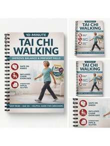 1pc 28-Day Tai Chi Walking Weight Loss Plan: Only 10 Minutes Daily, Original English Version With Simplified Action Illustrations + Diet Plan Record Sheet, Suitable For Seniors And Beginners, Senior Chair Exercises - Multicolor - View 2