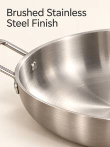 3pcs Stainless Steel Double Handle Pan, Silver Brushed Interior And Exterior, 18/20/22 Cm Sizes Available, Lid Not Included, Round Serving Pan For Breakfasts, Pasta Dishes And Family Dining,Pots And Pans,Induction Compatible Pots And Pans Set - View 2