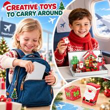 80pcs Christmas Travel Magnetic Building Blocks, DIY Stacking Toy, Magnetic Construction Toy, STEM Learning Blocks Set With Storage Box, Learning To Build, Blocks Help Develop Imagination, Enhance Hands-On Ability And Creativity, Suitable As Back To School Gift, Birthday Gift, Christmas Gift, New Year Gift For Boys And Girls - Multicolor - View 5