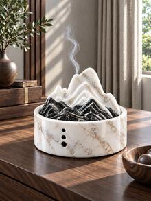 1pc White Marble Pattern Mountain-Shaped Incense Burner, Zen Incense Holder, Smoke Mountain Desktop Decor, Suitable For Meditation And Relaxation - Multicolor - View 5