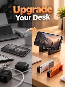 Foldable Phone Stand, Portable V-Shaped Desktop Phone Holder With Stable Triangular Support, Compact Keychain Phone Mount ForSmartphones And Tablets, Hands-Free Viewing Stand For Video Calls, Live Streaming, Office, Travel, Desk Setup And Home Use - A - View 3