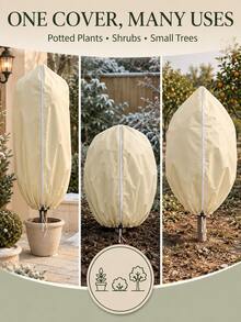 1pc Winter Plant Frost Protection Cover, Breathable Non-Woven Fabric Frost Protection Bag With Zipper And Adjustable Drawstring, 3 Sizes Available, Suitable For Outdoor Potted Plants And Shrubs In Garden, Patio And Balcony, Gardening Enthusiast Plant Care Accessory - Multiple Styles - View 5