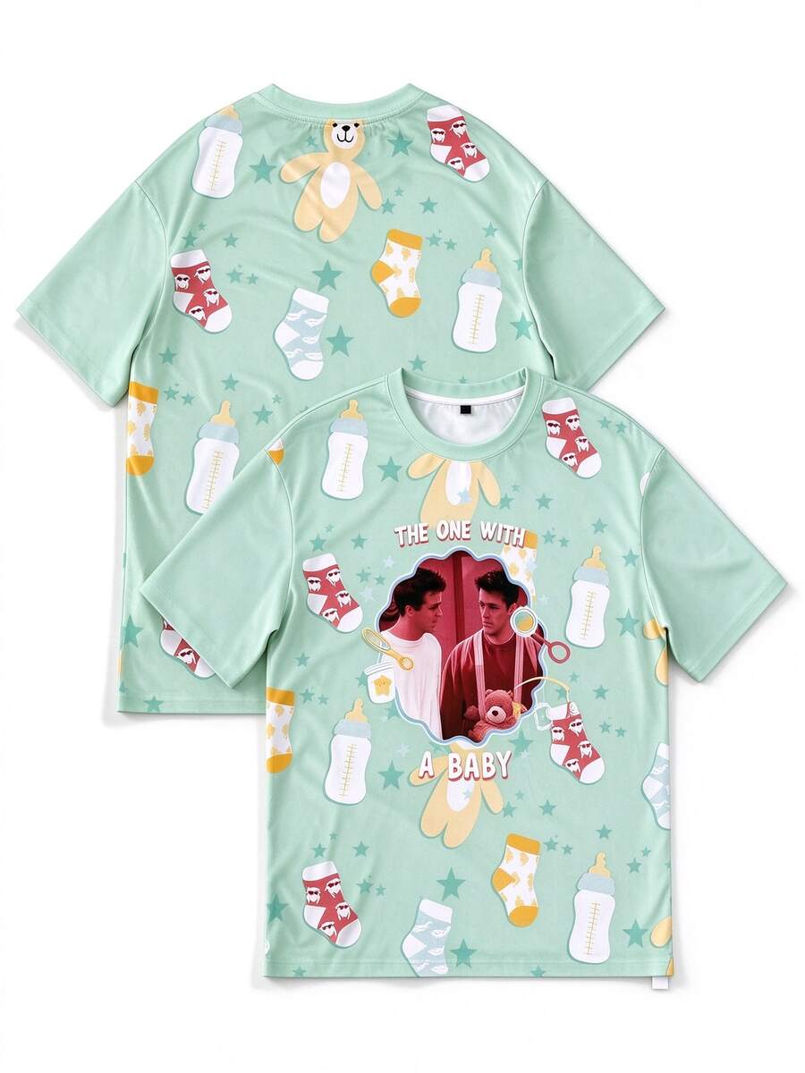 Strevion FRIENDS Men's Slogan & Character Print Crew Neck Casual Short Sleeve T-Shirt - Multicolor - View 1