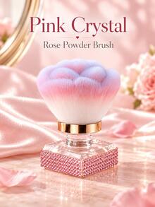 1pc Cute Rose Flower Makeup Brush, Soft Fluffy Mushroom Head Powder Brush With Sparkling Rhinestone Base, Portable Face Beauty Tool For Loose Powder, Blush, Makeup, Vanity, Travel & Gift - Makeup Brush - View 9