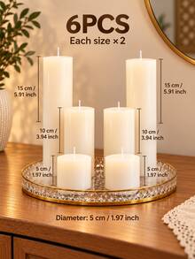 Nến trụ mặt phẳng màu trắng, đường kính 2 inch, chiều cao từ 2–8 inch, bộ đơn và nhiều món cho trang trí nhà cửa, bàn ăn, đám cưới và tiệc - Trắng - Xem 23