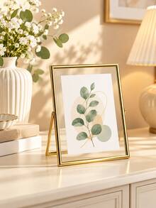 1pc Metal Photo Frame (Gold), With Transparent Acrylic Panel; Modern Minimalist Style Decorative Photo Frame, Perfect For Living Room Or Bedroom; Ideal Home Gift, Also Suitable As Birthday Or Graduation Gift. - Gold - View 2
