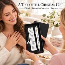 1 Set Christian Gift Set, Includes Stainless Steel Bookmark With Bible Verse (With Cross Pendant), Inspirational Ballpoint Pen And Gift Box, Suitable For Men, Women, Teachers, Students And Friends As Religious Faith Gift - Cross 2 - View 7