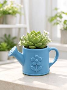 Creative Watering Can Embossed Ceramic Small Flower Pot, Macaron Colorful Mini Succulent Planter, Desktop Gardening Decorative Potted Plant Container - Watering Can - View 11