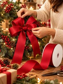 Dark Red Ribbon, Multiple Sizes Available, Soft And Smooth Satin Gift Wrapping Tape, Suitable For Bow Making, Wedding Decoration, Bouquet, Christmas, Valentine's Day, Festival Party And Handmade DIY - Satin Ribbon - View 6