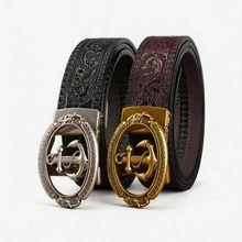 Men's Vintage Second Layer Cowhide Belt With Automatic Buckle - Fashionable Casual Jeans Accessory - For Men - Perfect Gift For Husband And Father - DC86 87 - View 2