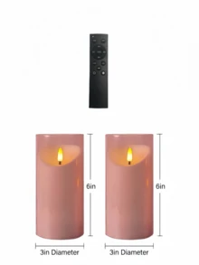 1/2/3件組 粉色無焰LED柱狀蠟燭，電池供電，附遙控器與定時功能，適用於居家、婚禮、花園、桌面中心裝飾、情人節、聖誕節、派對裝飾（粉色，3英吋 x 4英吋 5英吋 6英吋） - 粉紅色 - 查看 10