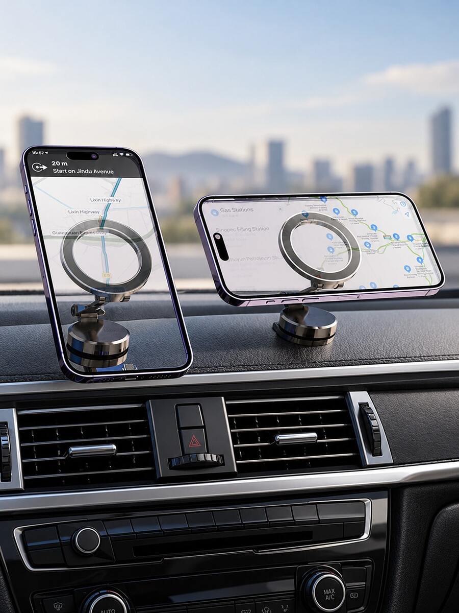 Dudukan Ponsel Mobil Magnetik Paduan Seng, Dudukan Ponsel Lipat Multi-Axis yang Dapat Diputar 360°, Dudukan Ponsel dengan Perekat Magnet N52, Dudukan Dashboard Ringkas yang Dapat Diatur Sudut Penuh, Navigasi Bebas Genggam untuk Semua Smartphone, Cocok untuk Sebagian Besar Model Mobil