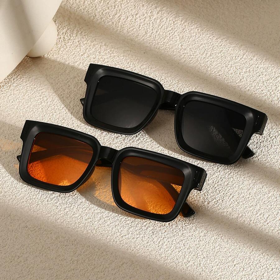 2pcs Women's Fashion Glasses, Minimalist Retro Thick Frame Square Personalized Fashion Glasses - 2pc - View 1