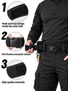 2-In-1 Tactical Belt Set, Outdoor Tactical Belt With Quick Release Adjustable Buckle, Suitable For Survival, Hunting And Tactical Use, Tactical Gear, Fitness Equipment, Fitness Accessories - Multicolor - View 8