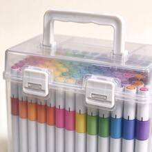 120 Colors Acrylic Marker Set Quick Drying Waterproof Paint Pens Layerable Drawing Markers Washable Non Staining Coloring Tools Portable Storage Box For Kids Students DIY Crafting School Home With Handle - 120 Colors - View 5