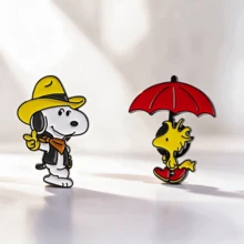 2PCS Snoopy & Enamel Brooch Pins, Non-Repeating Glossy Alloy Badges For Backpack And Jacket Decoration, Perfect Holiday And Birthday Gift For Friends - Multicolor - View 3