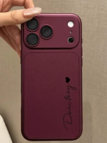 個性化字母圖案人造皮革手機殼，適用於 iPhone 18 17 16 15 14 13 Pro Max 系列，奢華鱷魚紋理，防震防刮，完美貼合，適用於 iPhone 18 17 Pro Max，理想的聖誕禮物選擇 - 櫻桃紅 - 查看 2