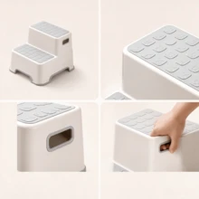 1pc Household 2-Tier Step Stool, Non-Slip Wear-Resistant Pedal, Stable And Tipping-Resistant, With Carry Handle, Suitable For Bathroom Hand Washing, Toilet Use And Kitchen Application - Random Color - View 6
