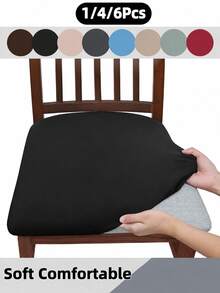 Solid Color High Elastic Chair Seat Cover, Dust-Proof And Wear-Resistant, Suitable For Dining Chair, Office And Home Decor, Washable Dust-Proof Protective Cover, Suitable For Restaurant, Hotel, Home Bench Use, Universal Milk Silk Chair Seat Cover, Dining Chair Cover, Dining Table Chair Cover, Dining Chair Cover Set, 1, 4 Or 6 Pieces - Multicolor - View 10