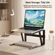 Desktop Laptop Stand, Ergonomic Laptop Riser, Metal Material Computer Stand, Suitable For 10-18 Inch Detachable Portable Laptop Cooling Stand, Suitable For Home Or Office Workspace, Minimalist Design - View 3