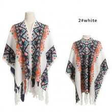 1pc Bohemian Style Long Knit Shawl Scarf Poncho Cape Wrap For Women - White - View 2