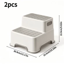 1pc Household 2-Tier Step Stool, Non-Slip Wear-Resistant Pedal, Stable And Tipping-Resistant, With Carry Handle, Suitable For Bathroom Hand Washing, Toilet Use And Kitchen Application - Random Color - View 8