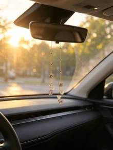 1pc Butterfly Rhinestone Car Rear View Mirror Charm, Gold Chain Hanging Ornament, Car Acessesories, Car Interior Decoration - A - View 5
