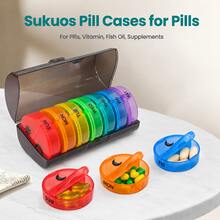Large Weekly Pill Organizer, 2 Doses Per Day, 7-Day Pill Box With Easy-Open Double Protection, AM PM Pill Box Suitable For Medications/Vitamins/Fish Oil/Nutritional Supplements - Multicolor - View 2