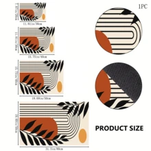 1pc Modern Abstract Plant Pattern Dish Drying Mat, Rectangular Kitchen Absorbent Mat, Featuring Beige, Black, Caramel Orange And Mustard Yellow Color Palette With Fluid Stripes, Geometric Color Blocks And Black Branch Elements, Minimalist Modern Style, Suitable For Kitchen Countertop, Sink Area And Dining Table, Combining Practicality And Decorative Appeal - Multicolor - View 5