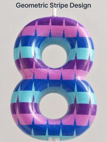Purple Pink Blue Mosaic Number 0-9 Game Battle Theme Birthday Party Cake Decoration Candles - View 9