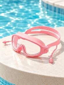 Kids Swimming Goggles With Wide Clear Lens, Adjustable Split Strap & Attached Earplugs, Multiple Colors For Boys And Girls, Pool Swimming - Purple - View 5