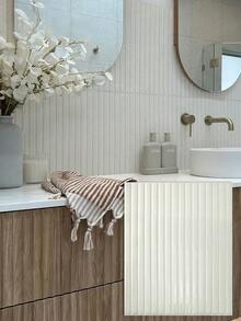 5/15pcs Kitchen Self-Adhesive Anti-Splash Wall Stickers: Bathroom Self-Adhesive Wall Tiles - Thickened Vinyl Anti-Splash Wall Tiles, Thickened Design - White Strip Kitchen Stickers - View 1
