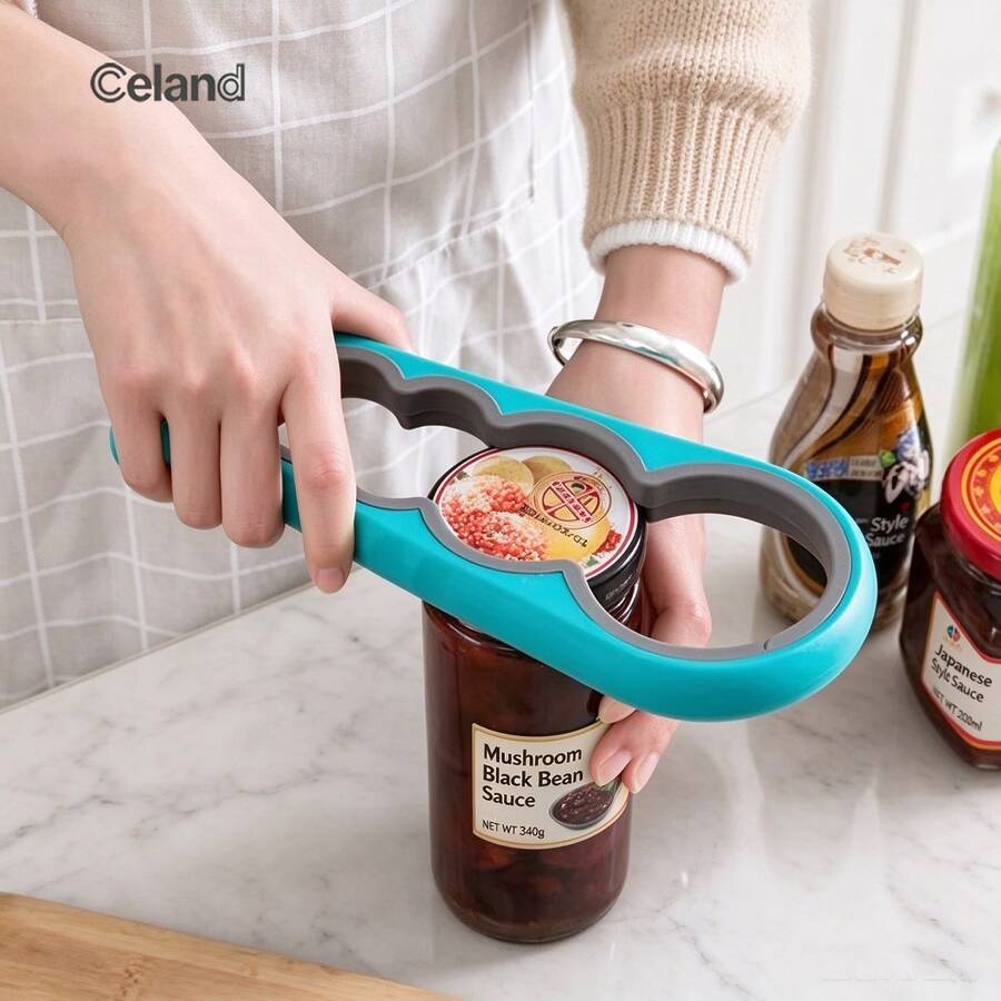 4-In-1 Multifunctional Can Opener Kitchen Home Bottle Opener Non-Slip Bottle Opener Easy Open Lid Labor-Saving Tool, 4-In-1 Non-Slip Can Opener With Ergonomic Silicone Handle - Manual Kitchen Tool, Suitable For Reducing Arthritis Burden, Can Open Cans, Bottle Caps And Jam Lids - Durable - View 1
